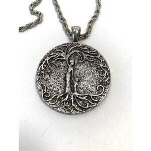 Necklace Tree of Life Mother Child Silver Tone Whimsical
